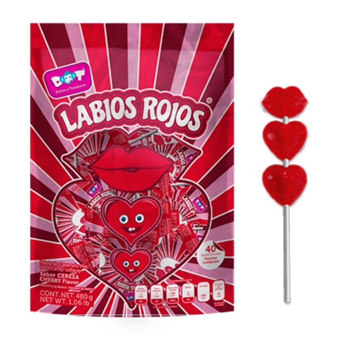 Paleta Dot Labios Rojos 40uds