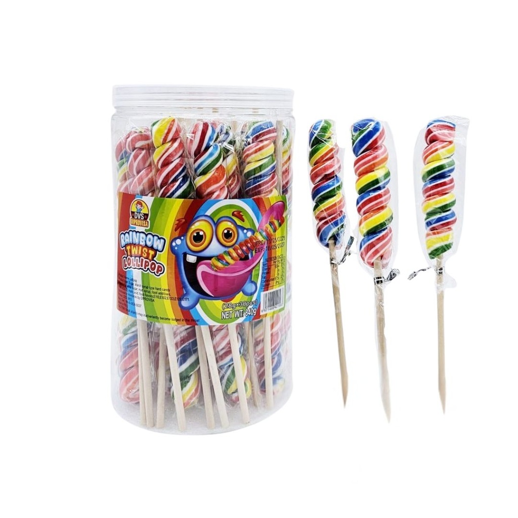 Rainbow Twist Lollipop 30uds